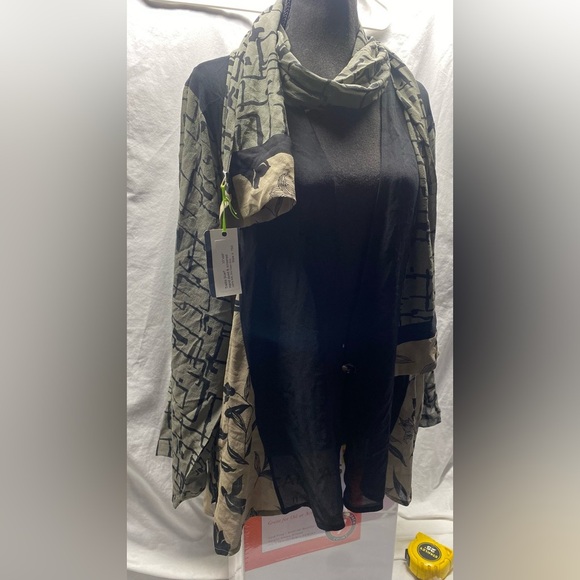 Silk kimono style jacket & scarf NWT sz L - Picture 1 of 8